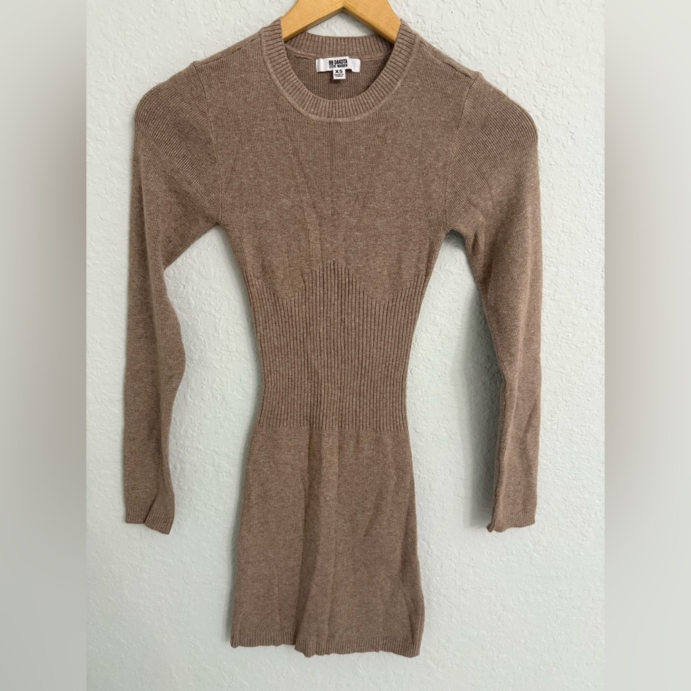 Steve Madden's BB Dakota Brown Midi Sweater Dress Size XS Sweatshirt Long Sleev